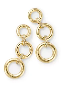 Circle Crystal Linked Linear Earrings 