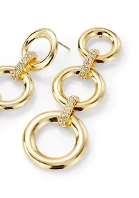 Circle Crystal Linked Linear Earrings 