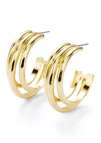 Layered C Hoop Earring