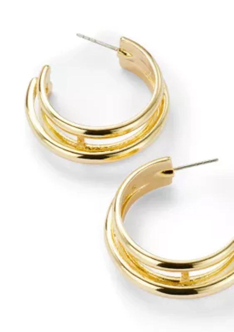 Layered C Hoop Earring
