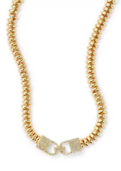 Pavé Lock Linked Necklace