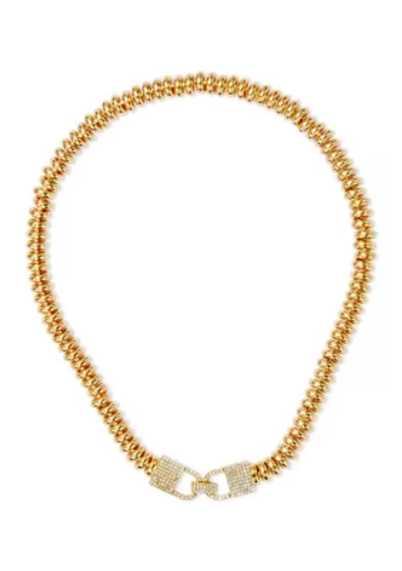 Pavé Lock Linked Necklace