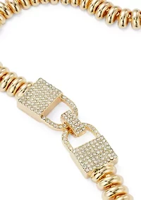 Pavé Lock Linked Necklace