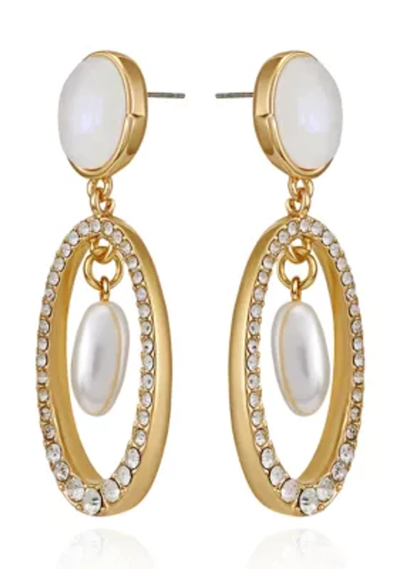White Mocha Pearl Chandelier Earring