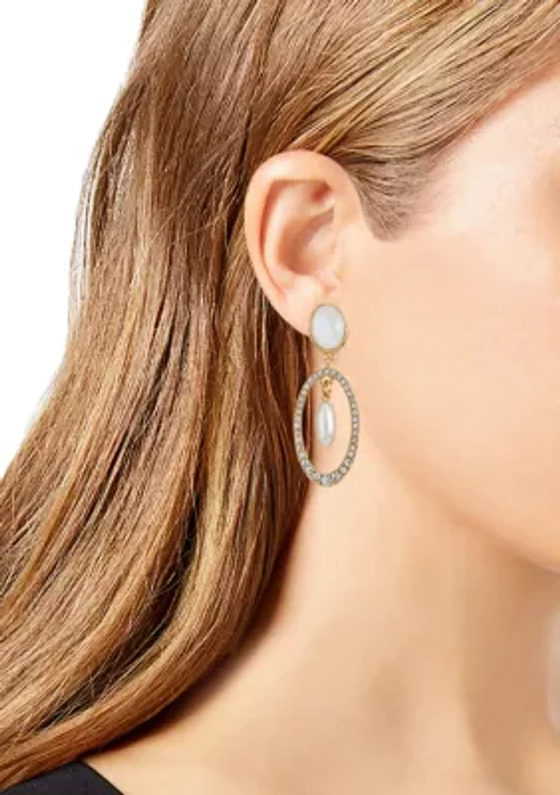 White Mocha Pearl Chandelier Earring