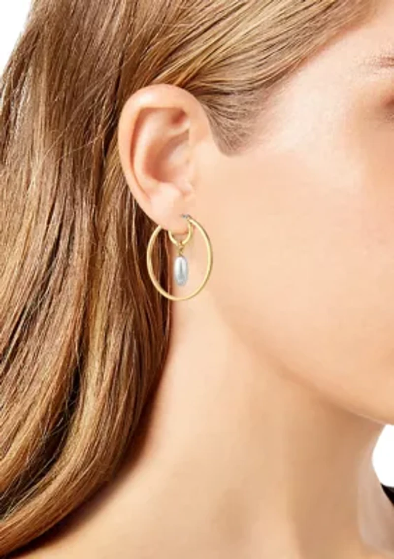  Pearl Gold Hoop Earrings