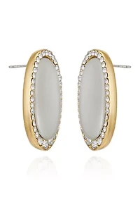 Crystal Pavé White Button Earrings 