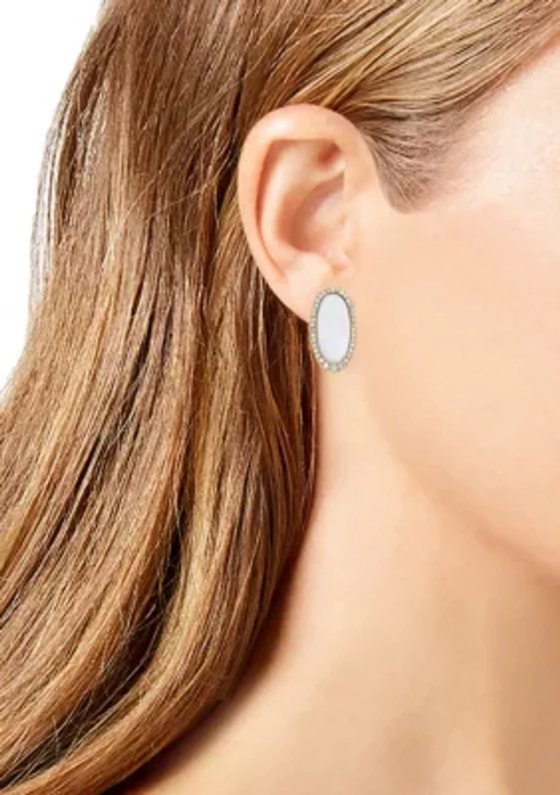 Crystal Pavé White Button Earrings 