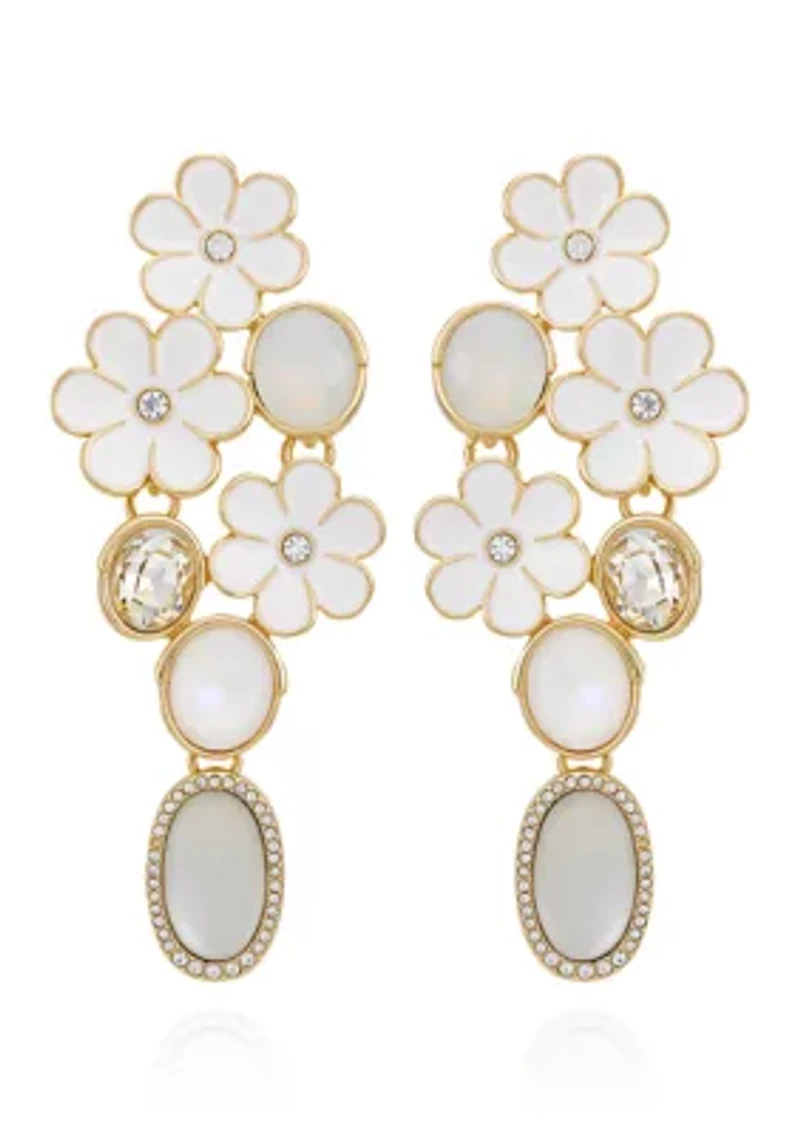 Floral Multi Stone Chandelier Earrings