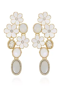 Floral Multi Stone Chandelier Earrings