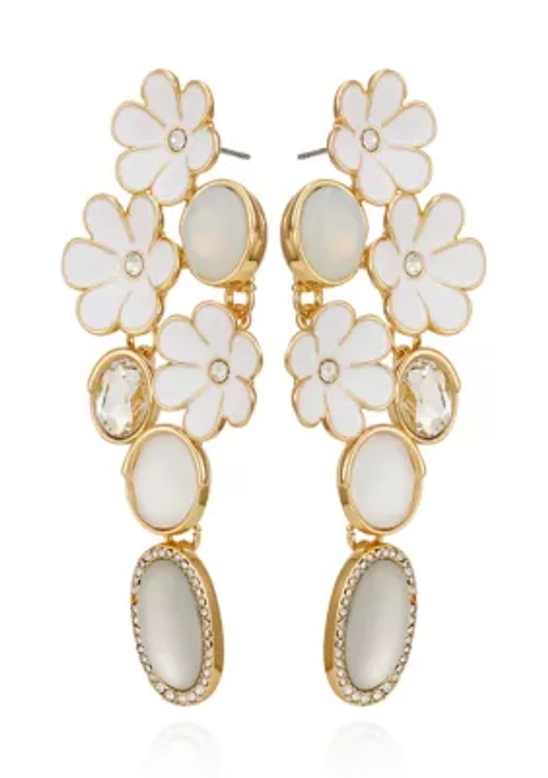 Floral Multi Stone Chandelier Earrings