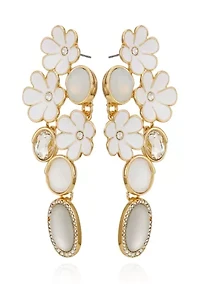 Floral Multi Stone Chandelier Earrings