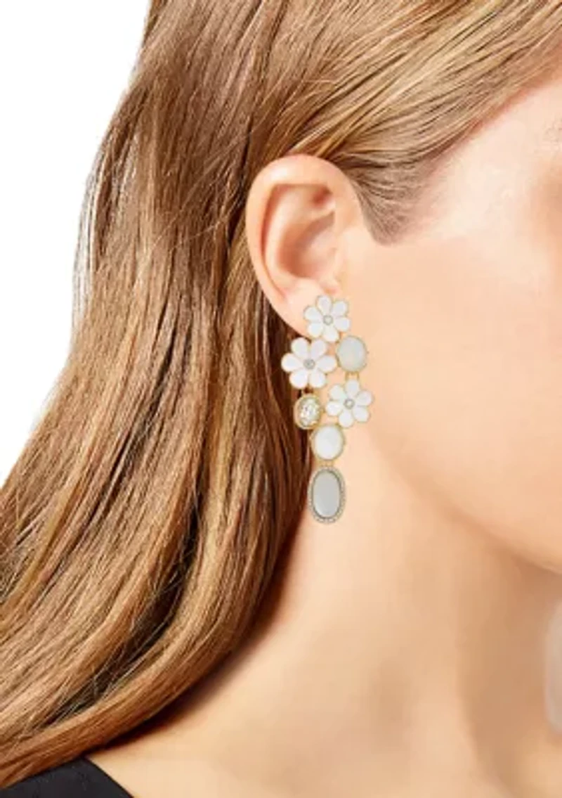 Floral Multi Stone Chandelier Earrings