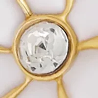 White Floral Gold Tone Bangle Bracelet