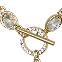Crystal Stone Y-neck Gold Tone Toggle Necklace