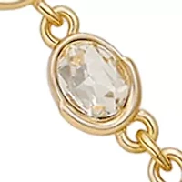 White Stone Charm Multi Row Gold Tone Necklace