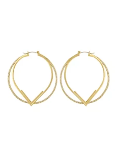 Gold Tone 2.5" Pavé Hoop Earrings