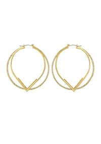 Gold Tone 2.5" Pavé Hoop Earrings
