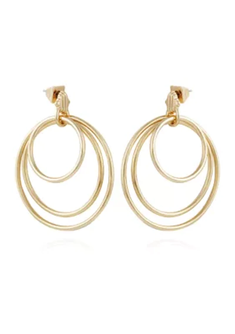 Gold Tone Orbital Hoop Earrings