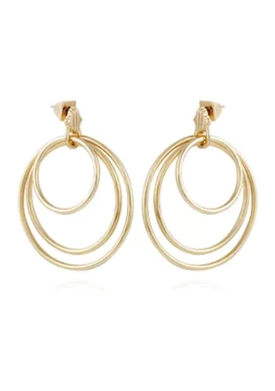 Gold Tone Orbital Hoop Earrings