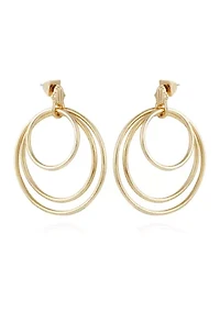 Gold Tone Orbital Hoop Earrings