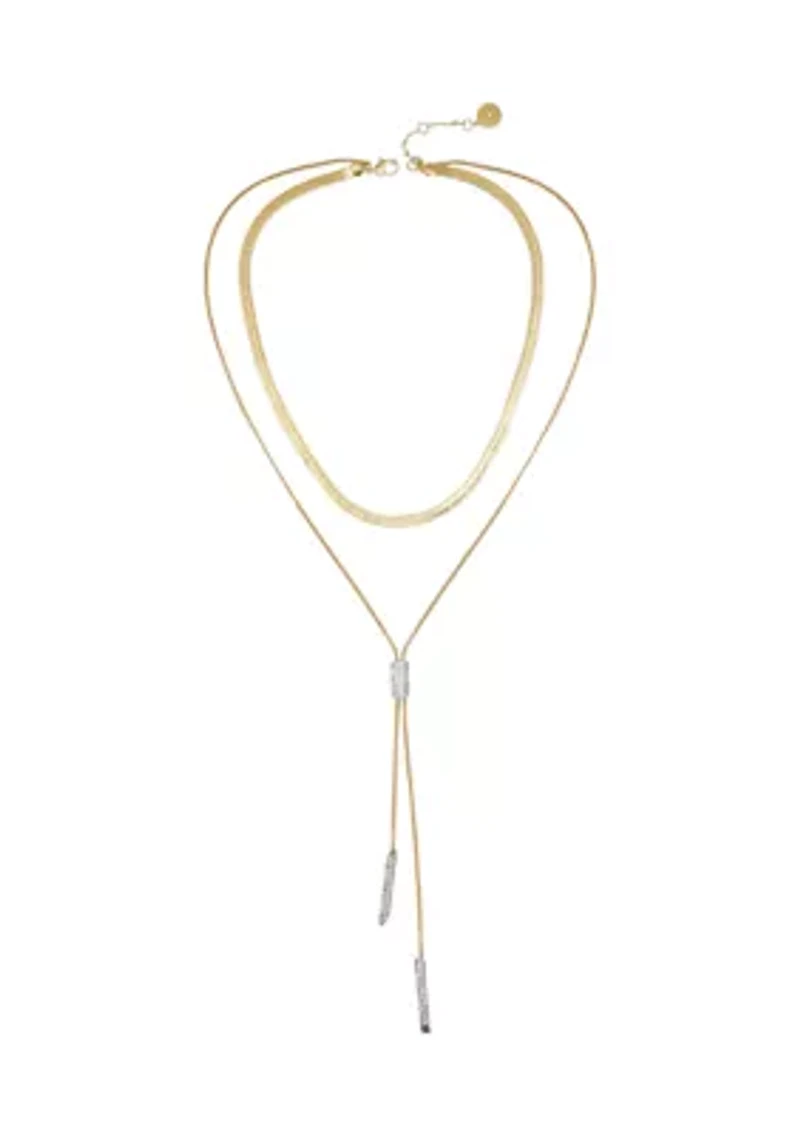 Two Tone Layered Y Necklace