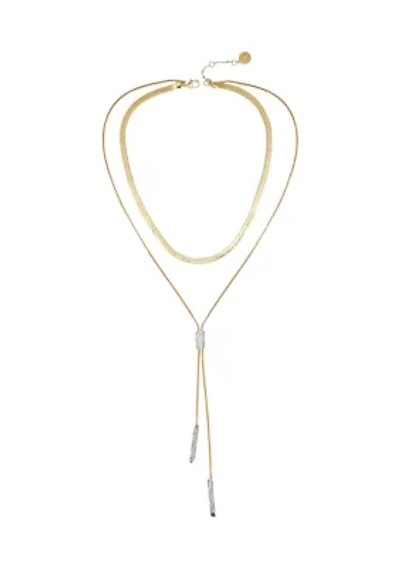 Two Tone Layered Y Necklace