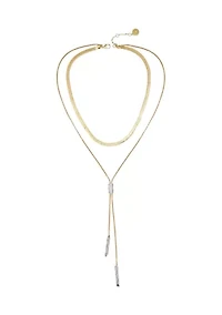 Two Tone Layered Y Necklace
