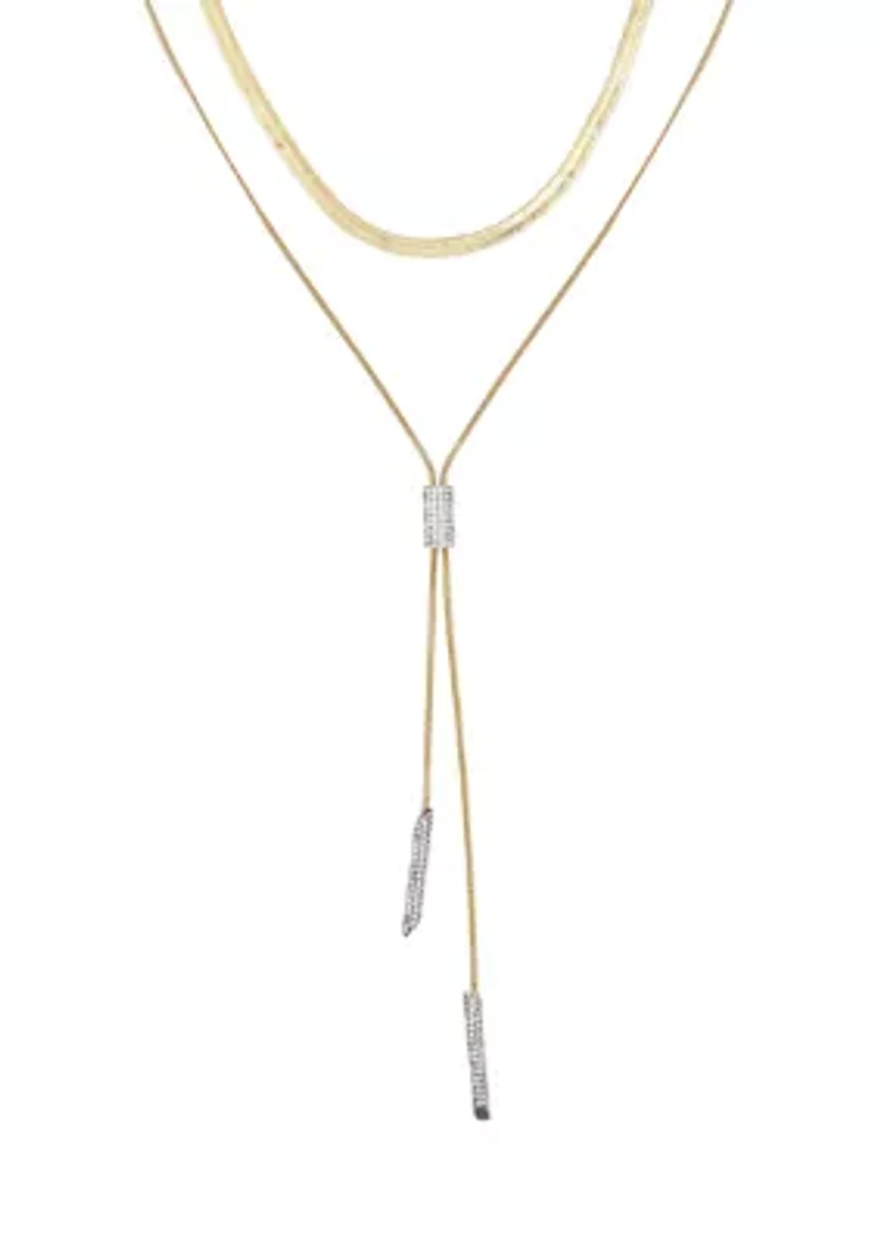 Two Tone Layered Y Necklace