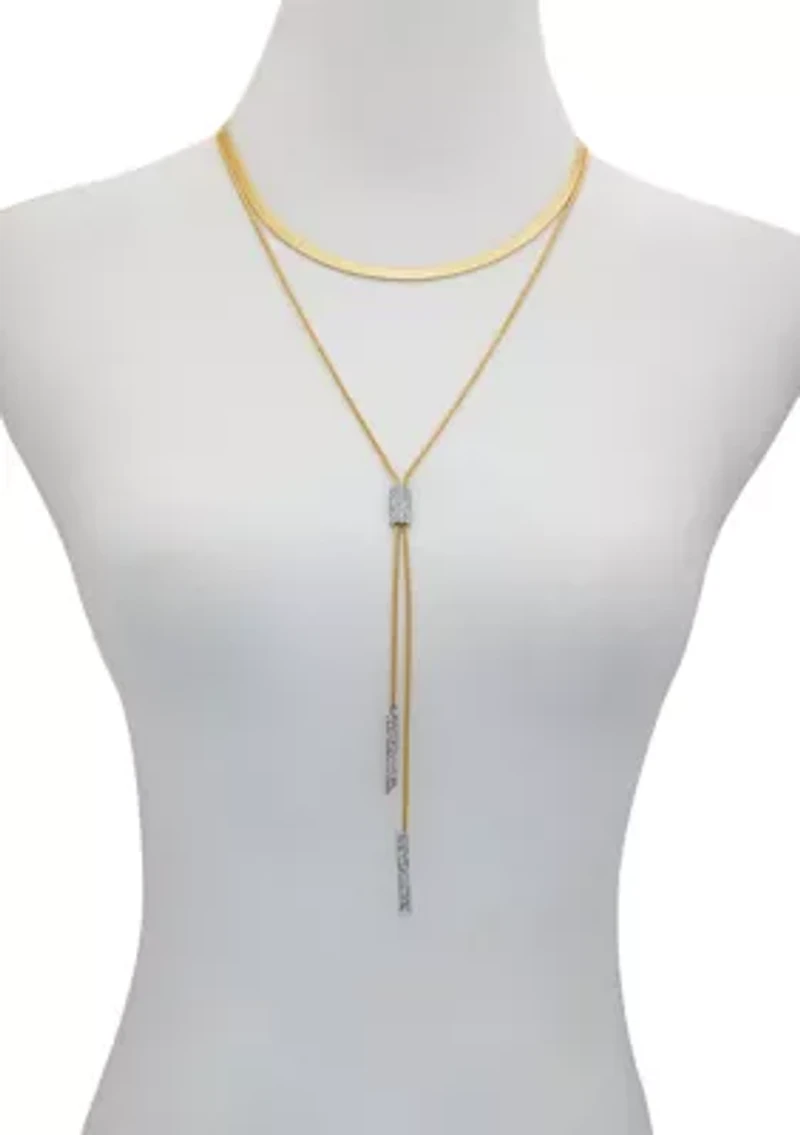 Two Tone Layered Y Necklace