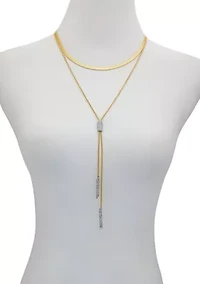 Two Tone Layered Y Necklace