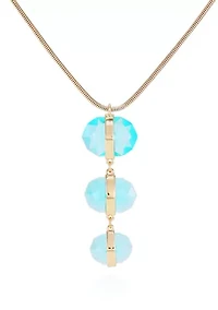 Aqua Pendant Necklace in 14K Gold Plated Metal