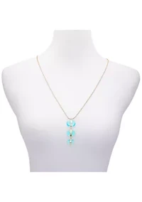 Aqua Pendant Necklace in 14K Gold Plated Metal