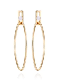 14K Gold Plated Front Facing Hoop Earrings with Cubic Zirconia