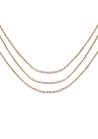Three Row Stone Necklace