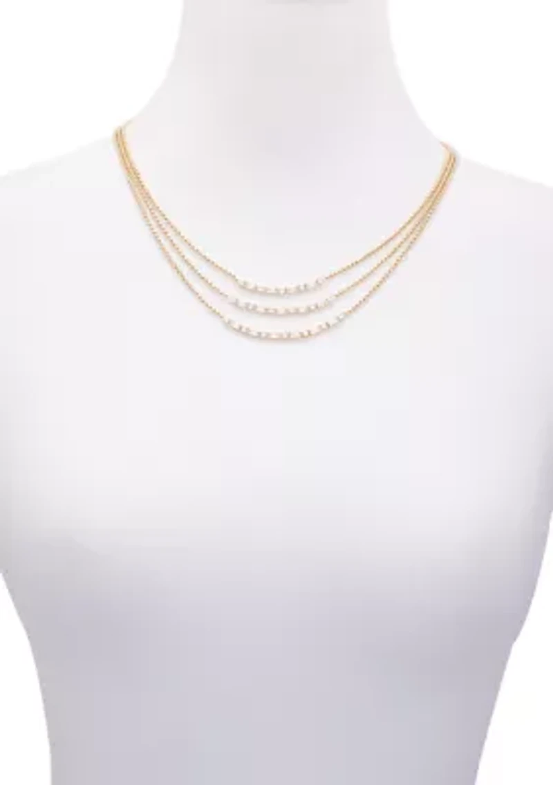 Three Row Stone Necklace