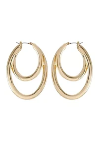 Gold Double Oval Hoop Earrings