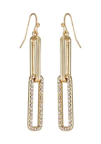 14K Plated Crystal Link Drop Earrings