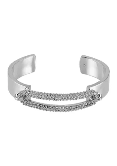 Silver and Crystal Link Cuff