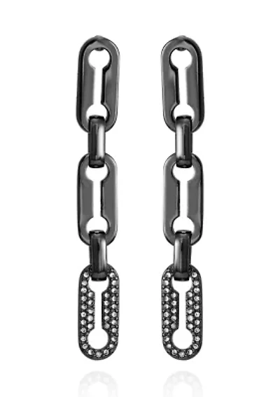 Hematite and Crystal Link Drop Earrings