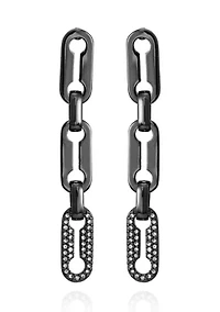 Hematite and Crystal Link Drop Earrings