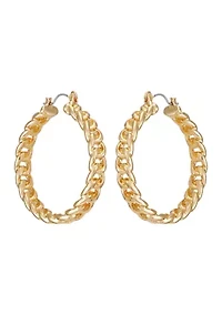 14K Gold Frozen Chain Hoop Earring