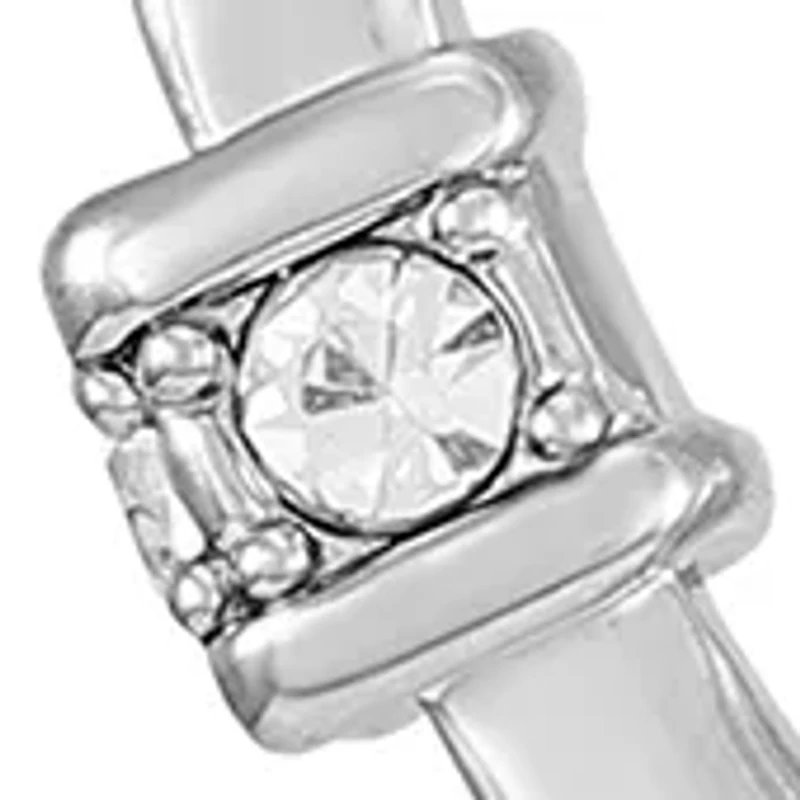Silver Tone Pavé Station Hoop Earrings