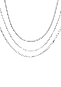 Silver Tone Layered Necklace Set