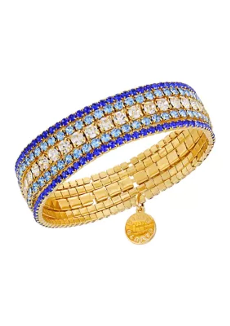 14K Gold Plated Blue Stretch Bracelet Set