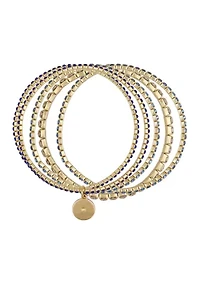 14K Gold Plated Blue Stretch Bracelet Set