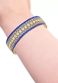 14K Gold Plated Blue Stretch Bracelet Set