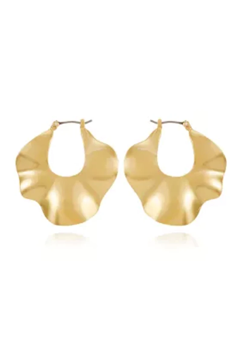 Gold Tone Contemporary Hoop Earrings