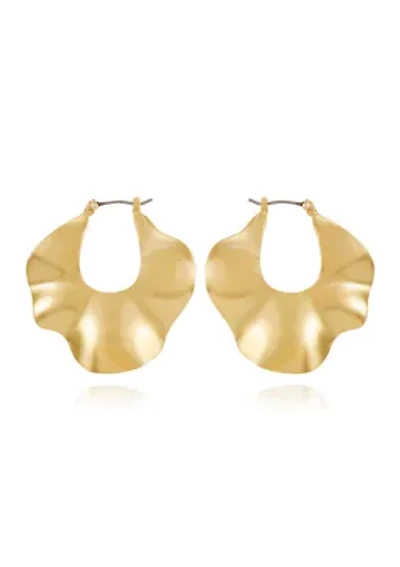 Gold Tone Contemporary Hoop Earrings