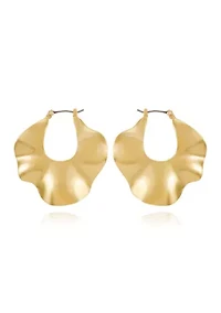 Gold Tone Contemporary Hoop Earrings